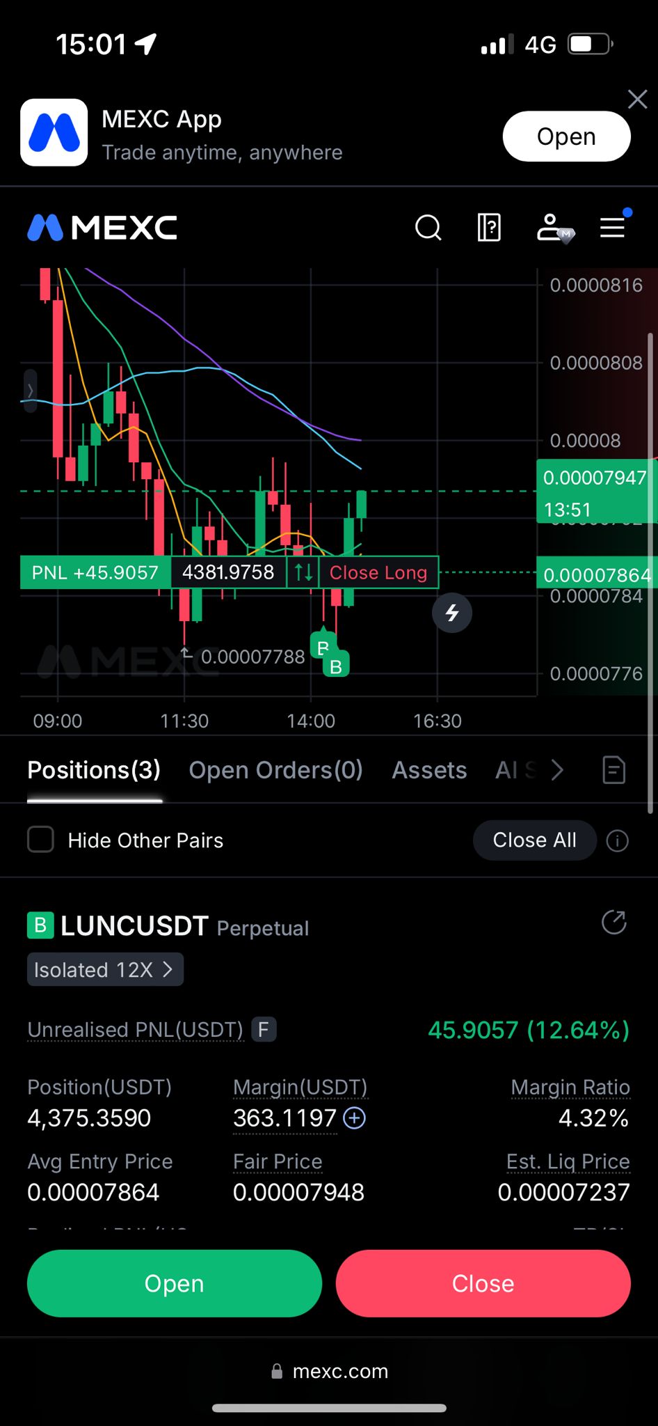 LUNC Long · +8.40%