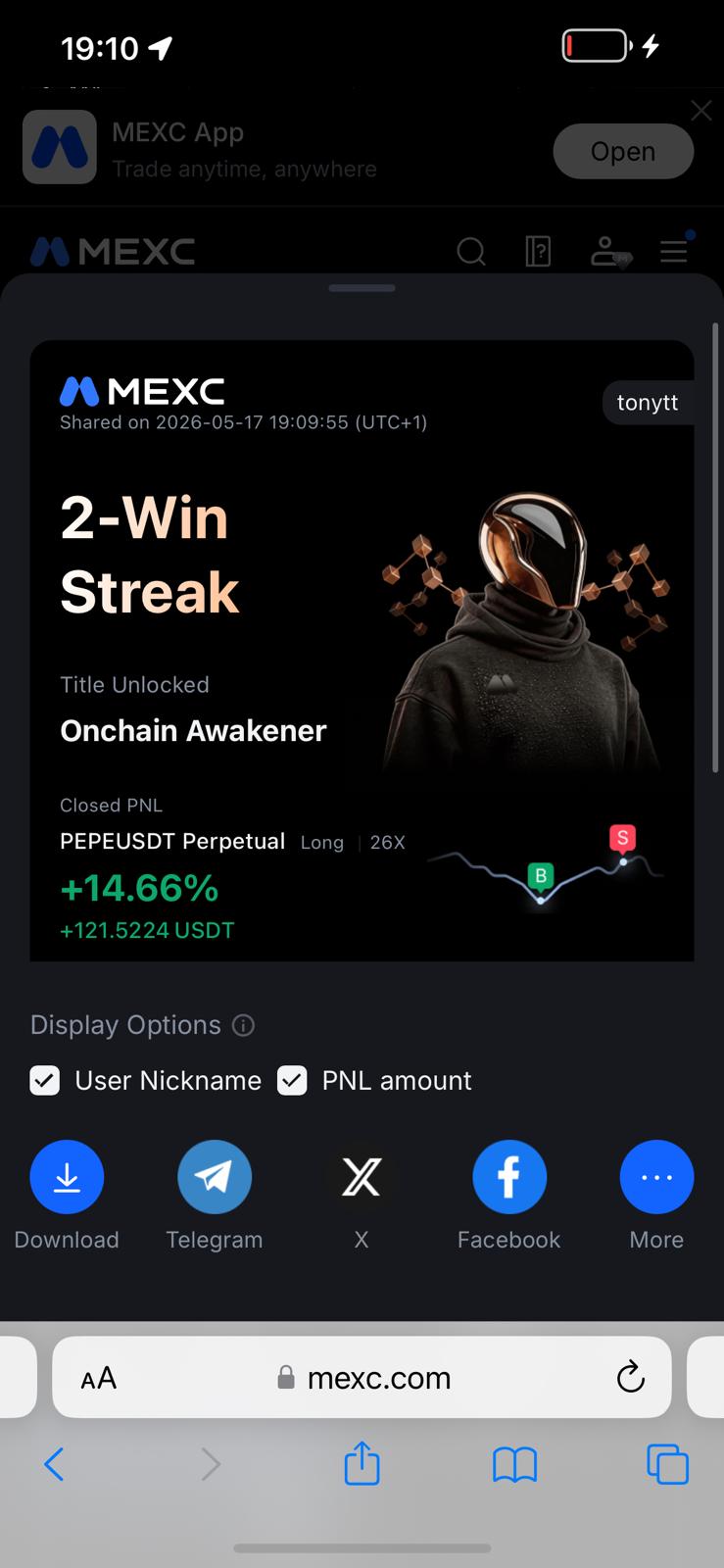 PEPE Long 26x · +14.66% (+$122) · Onchain Awakener